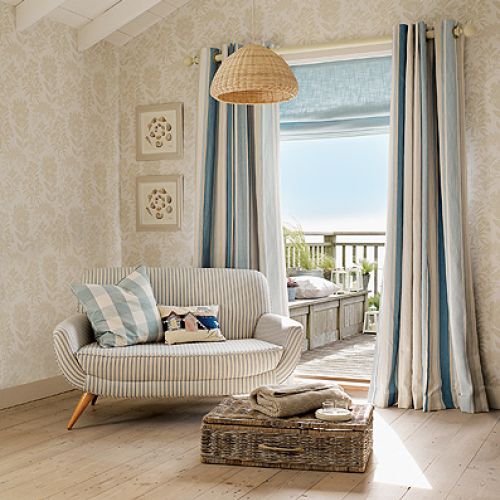 Kolekcja Coastal, tkanina Awning Stripe Seaspray (zasłona), 249 zł/m, Laura Ashley