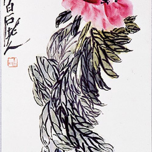 Peonia na wietrze , Qi Baishi, 1956-57 r.