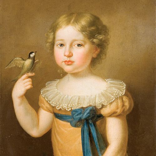 Portret dziewczynki z ptaszkiem, K. Schweikart, 1820 r.