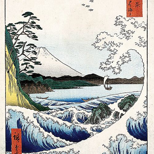 Utagawa Hiroshige Morze Satta w prowincji Saruga , drzeworyt, 1858 r.