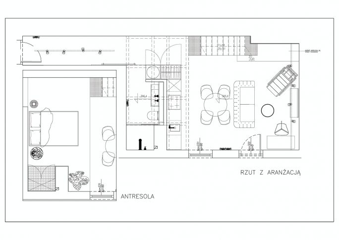 plan 37-metrowego mieszkania z antresolą